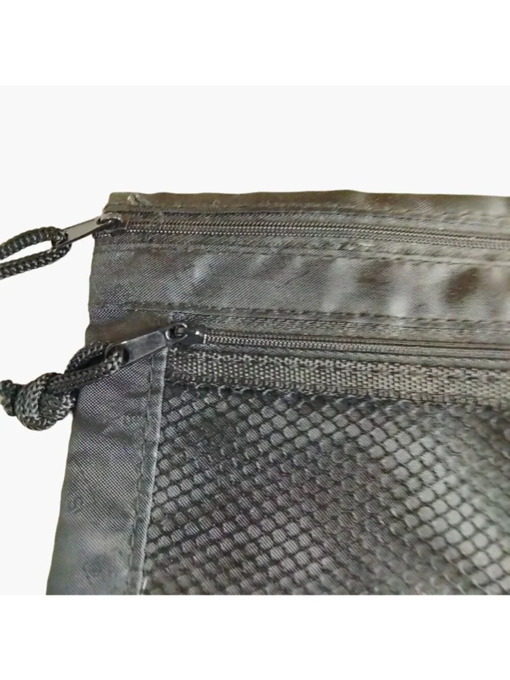 Staples Pencil Case Black Nylon Zippered Utility Pouch 2 Compartment Grommets